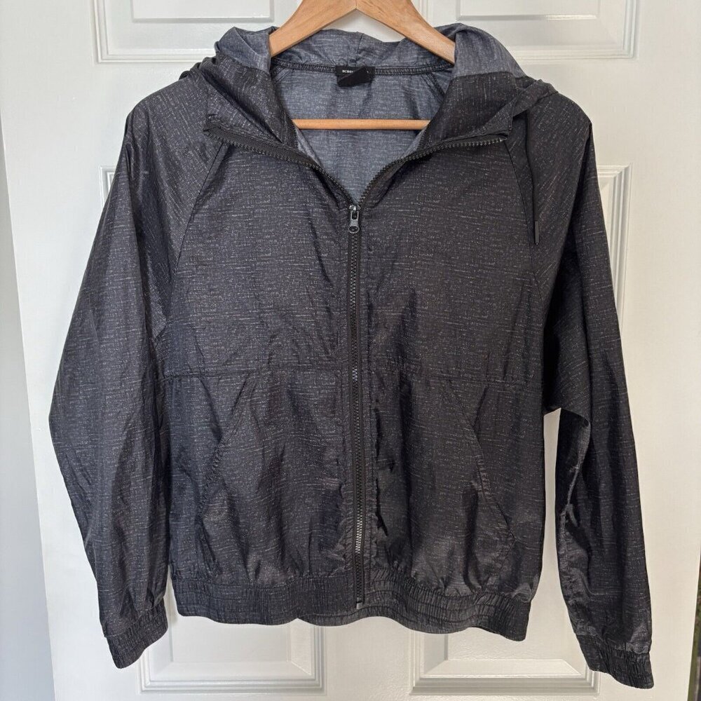 BCBG MAXAZRIA Light Weight Hooded Jacket Size Small Blue Elastic Waist Hood EUC